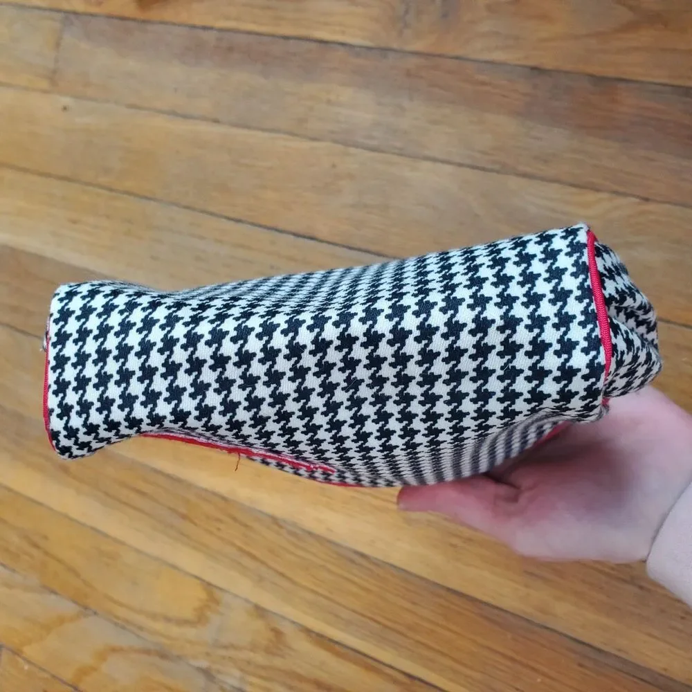 Christian Dior houndstooth flower applique cosmetic makeup travel bag pouch
